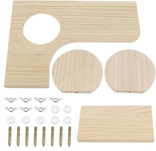 eMagTech 4er Set L-Form mit Löchern/Rechteckig/Runde Holzplattform Stehplattform für Hamster, Rennmäuse, Chinchillas, Papageien Natürlicher Wohnraum Hamsterkäfig Zubehör