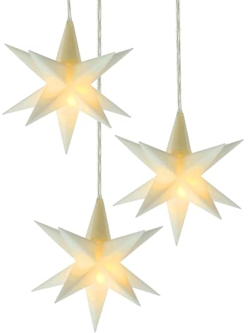 Spetebo LED Weihnachtsstern 3D warm weiß 12 cm 3er Set mit Timer - weiß - Deko Leuchtstern Batterie betrieben für Innen - Stern Leuchte Fensterdeko Weihnachten Advent Winter Deko Beleuchtung