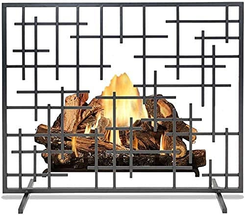 Funkenschutz-Feuer-Funkenschutzgitter im europäischen Stil, einteiliges Netz-Kamingitter, robuster Feuer-Funkenschutz aus Schmiedeeisen mit Antik-Kupfer-Finish im Used-Look Present
