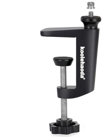 Koolehaoda Pince en C universelle pour support de bureau avec adaptateur de vis de 6,35 mm à 9,5 mm pour appareil photo/lumières LED/support de téléphone/monopode/rotule/tige d'extension