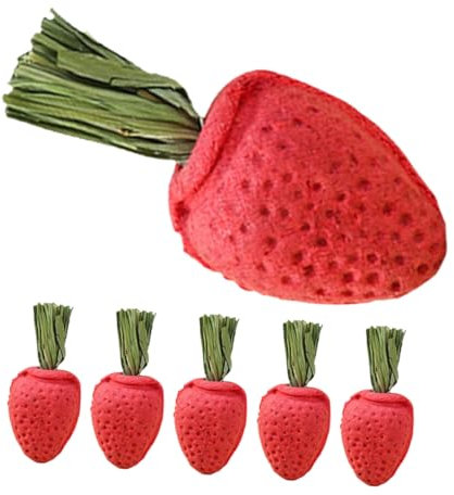 BESPORTBLE 6stücke Teiliges Hamster Kauspielzeug Natürliche Erdbeerform Kleine Haustierspielzeuge Für Kaninchen Meerschweinchen Chinchilla Stressabbau Zahnpflegebündel Für Innenkäfig