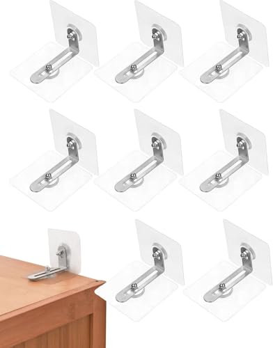 MYGLOAR Set mit 8 Möbel-Sicherheitsankern–Kippschutz für Möbel für Kleinkinder–Kippschutz für Kinder und Haustiere–transparente Wandanker mit selbstklebenden Schrauben–kein Bohren erforderlich