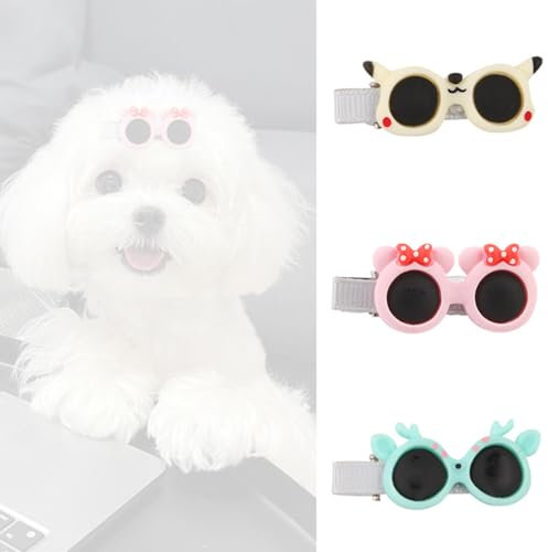 COYUN 3 pcs pinces à cheveux pour petit chien, pinces à cheveux pour chien et chat, barrettes pour petits chiens, accessoires de toilettage pour animaux de compagnie