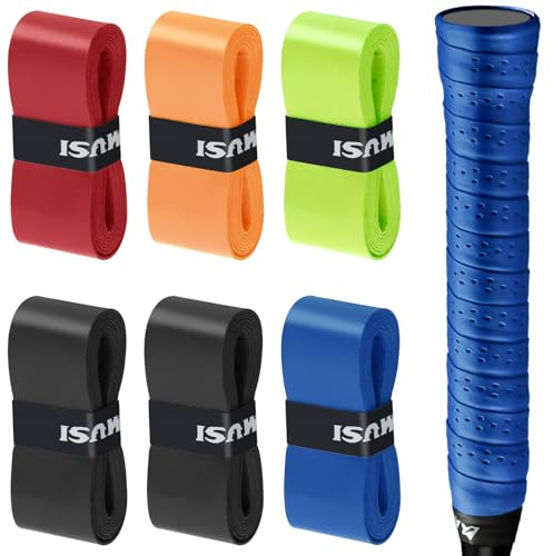 poeland Paquete de 6 sobregrips multicolores para raqueta, cinta antideslizante para empuñadura de raqueta, sobregrips absorbentes para tenis, bádminton, pickball