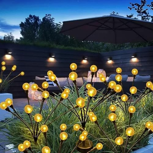 FOMOMDI Lampes solaires pour piquets de jardin, 10 LED transparentes, 39 cm de hauteur, éclairage décoratif extérieur (Paquet de 2-40 LED)