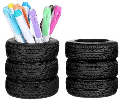 Tire Shaped Pen Holder, Car Tire Pencil Holder Plant Pot, Multi-functional Desk Organizer Pencil Case Stationery Storage Holder