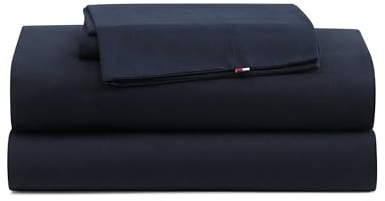 Tommy Hilfiger - Lenzuola per letto singolo, biancheria da letto in cotone traspirante con federa abbinata, set di biancheria da letto leggero, tasche profonde, elementi essenziali per dormitorio