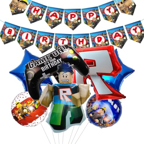 8 Piezas Rob-lx Globos de Cumpleaños,Decoración Globo Rob-lx,Globos de Decoración Fiesta，Pancarta