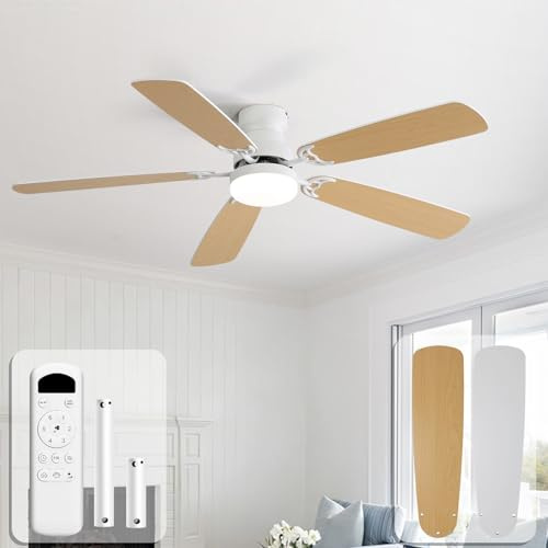 Sofucor Ventilateur Plafond avec Lumiere, 132 cm Dimmable Lampe Ventilateur Plafond LED, Telecommande, 6 Vitesses, Silencieux DC Réversibles, Minuterie pour Chambre