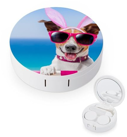 fkgvwo Contact Lens Case Bunny Ears Dog Contact Lens Box Travel Kit Portable for Travel & Home