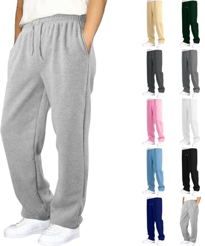 Générique Jogging Homme Pantalon Baggy Large - Jogging Cargo Ample Homme avec Poche, Taille Élastique et Coupe Droite - Pantalon de Sport, Training ou Travail Décontracté - Gris et Autres Couleurs