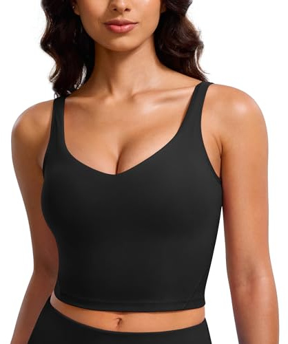 BAYDI Clouduxi sport-BH dam – V-ringad vadderad yoga sport bh gym träning fritid crop top, svart, S
