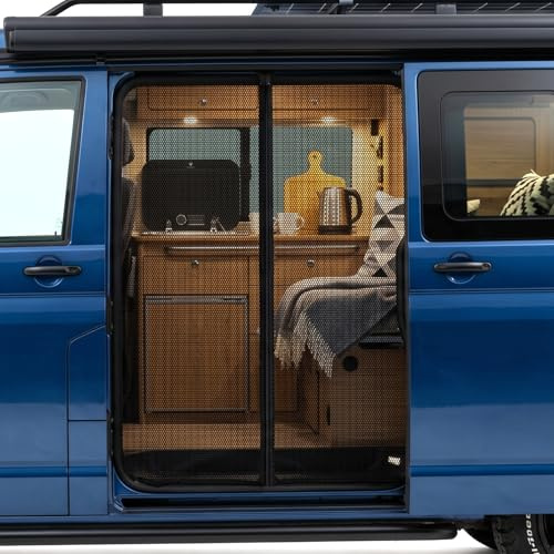 Magnetiskt myggnät för Campervan sidodörr och bakdörr, stark magnet, ventilerande nätgardin, lämplig för VW T5/T6 skjutdörrar (komplett nät) (148 x 115 cm)