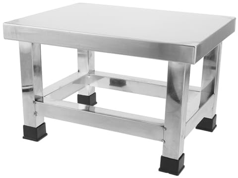 CANIGHT Metal Stool with Anti-Slip Feet and Stackable Feature, Silver Stainless Steel Foot Stool for Kitchen and Bathroom, Suitable for Elderly and Workshop Settings