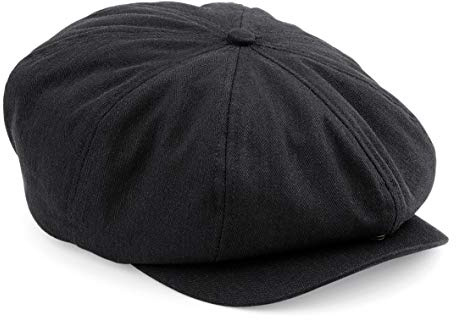 ASVP Shop - Berretto piatto con visiera Shelby Baker Boy Newsboy a spina di pesce cappello Nero S/M