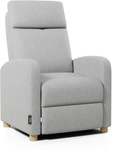 ZZ DON DESCANSO - Poltrona Relax Reclinabile in Tessuto Verona (63x74x105 cm). Poltrona reclinabile compatta fino a 160º con poggiapiedi, apertura Push, 2 posizioni e posizione Zero (Grigio Chiaro)