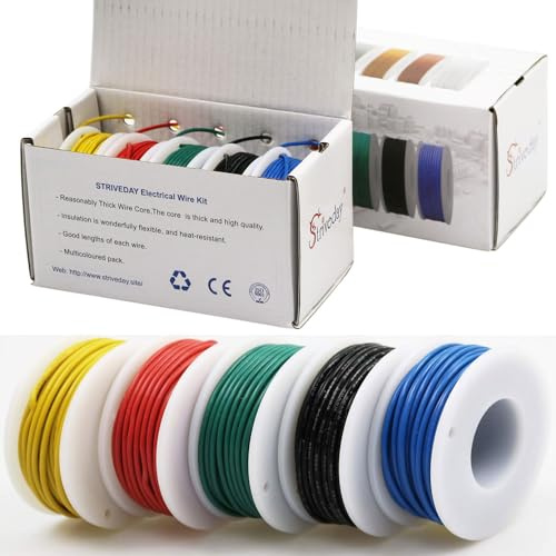 FEP Teflon High Temperature Wire of 22awg with Red Blue Green Yellow Black Colors in Box Magnet Wire.Each Color 8m