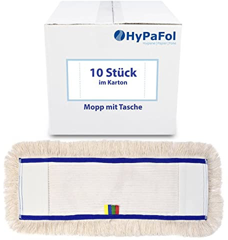 Profi Wischbezug aus Baumwolle | 50cm Breite | 10er-Pack | für alle Bodenarten und Bodenwischer | Ersatzbezug zur Schmutzaufnahme mittels Wischmopp