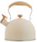Pfeifkessel - Wasserkessel Edelstahl | 2.5L Teekessel Retro Flötenkessel Zum Wasserkochen | Vintage Wasserkocher Induktion | Flötenkessel Mit Holzgriff Für Küche Camping Gasherd