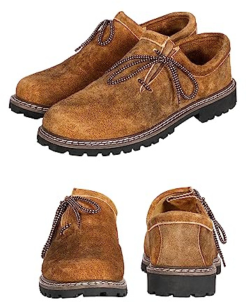 BAVARIA TRACHTEN Lederhosen Shoes - Authentic German Haferl Boots for Oktoberfest Outfit - Real Leather Trachten Footwear - Olive Size 13