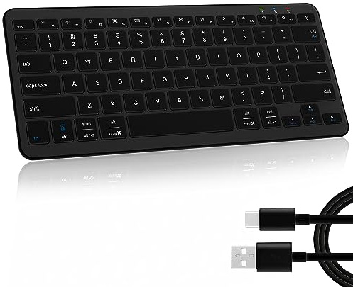 Qulose Bluetooth-tangentbord, ultratunt trådlöst tangentbord för iPad, uppladdningsbart ergonomiskt datortangentbord för iOS, Android, Windows PC-surfplattor telefon, svart