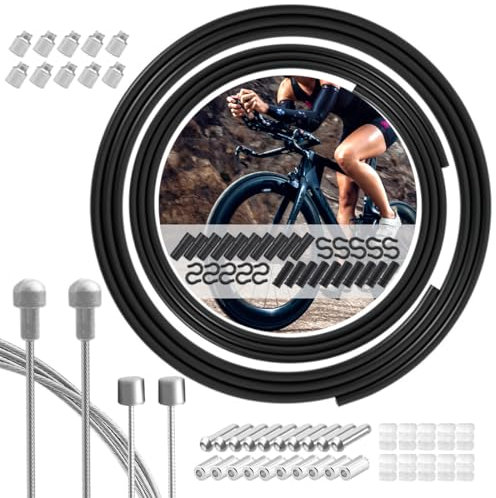 Universal Bowdenzug Fahrradkabel-Set, Kompletter Satz Schaltzug und Bremszüge Set, Mit Außenhüllen Bowdenzüge Endkappen, Set für 1 Rennrad Roadbike
