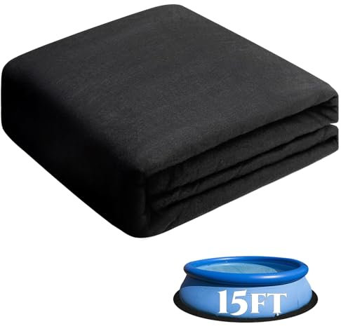 Tacsal Liner Pad 15-Foot Round Thicker Pool Liner Pad for 15' Above Ground Swimming Pools, Seamless Comfort Pool Mat,Black Geotextile Material, Easy to Install Pool Liner, Black