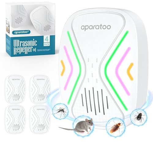 Mückenlampe, Insektenvernichter Elektrischer, 4 Stück Mückenschutz UV Mosquito Killer Ultraschall Schädlingsbekämpfer, Ultraschall für Mäuse Pest Control Repeller für Mücken,Kakerlaken,Motte,Ratten