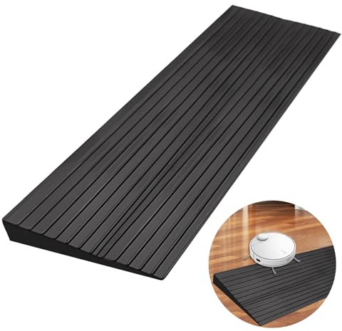 Beatific Rampa per soglia della porta, 100 x 5 x 1 cm, in PVC, antiscivolo, per sedia a rotelle, profilo di transizione, autoadesiva, rampa per sedia a rotelle, robot, scooter (nero)