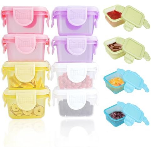 Mulaibdin 12 Pcs Food Storage Containers, Small Containers with Lids 60ml for Food, Weaning Pots for Freezer, Leakproof & Airtight Food Jars Plastic for Yoghurt,Sauce,Snack, BPA free