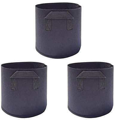CYJAZNHH Lot de 3 sacs de culture en tissu non tissé aéré de qualité supérieure for fleurs et légumes - Pots de fleurs à poignée robuste for la plantation en pépinière et jardin(Schwarz,18x15cm(1Gal))