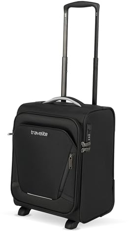 Travelite Jetpack Handgepäck Koffer 40x30x25 cm, für Eurowings, 1,8 kg, ultraleichtes Weichgepäck, 2-Rollen, Zahlenschloss, aufsteckbarer Trolley