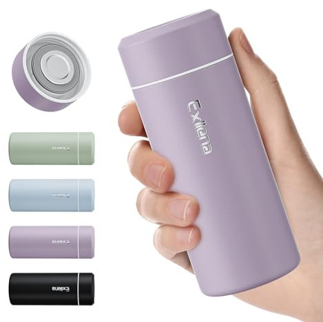 【Serie Avanzata】Exllena Borraccia Termica Piccola – Mini Borraccia Termica 250 ml con Copertura in Acciaio Inox, Ideale per Borsa e Viaggi | Borraccia Piccola - Grigio Lilla