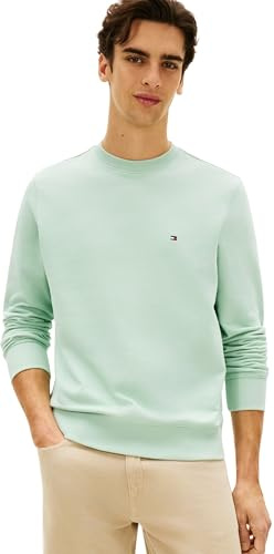 Tommy Hilfiger Felpa da Uomo Essential Terry Girocollo MW0MW37237 Pullover Felpa, Verde, M
