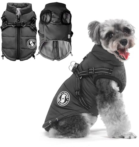 showyond Manteau Chien Hiver, Manteau Chien avec Harnais, Manteaux d'hiver pour Chiens Chaud en Polaire Impermeable, Veste avec Réfléchissante pour Petits, Moyens et Grands Chiens