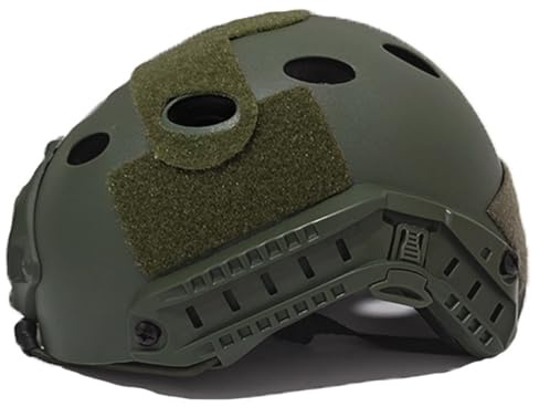 Odoukey Casco SWAT Casco rápido Ligero, Airsoft con Acolchado y Correa Ajustable y rieles Laterales para Deportes al Aire Libre Paintball Verde
