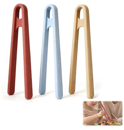 Pinzas pequeñas de silicona, 3 unidades, alicates de cocina, alicates de cocina, pinzas para puntas de alimentos, pinzas portátiles, mangos de frutas antideslizantes para habilidades motoras finas