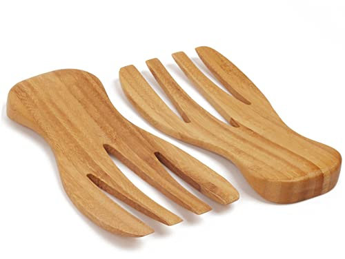 Salad Servers Bamboo Serving Tosser Server Claws Wooden Server Claws Stylish Design Best for Serving Salad, Pasta, Fruit On Your Kitchen Counter Pack of 2