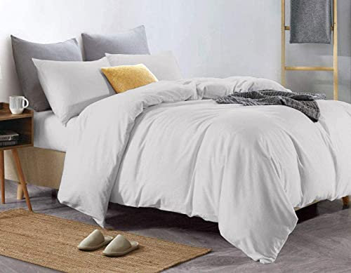 Euphoric Gifts 100% Pure Cotton (Egyptian Cotton) KING SIZE Duvet Cover Bed Set in Plain Light Grey - includes duvet cover, fitted sheet & pillowcases