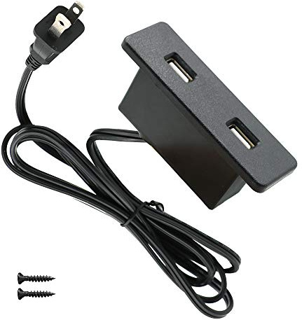 Powered USB Hub Socket Recessed USB Power Strip Outlet with Power Supply 2 USB Ports 2.1A Mounted into Bed Desk Table Sofa