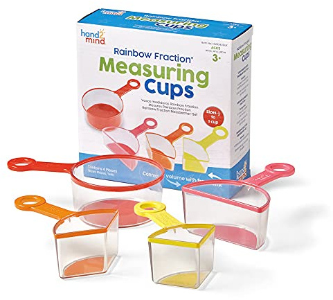 Learning Resources- tazas medidoras de fracciones arcoíris (juego de 4), recursos didácticos para fracciones, suministros de cocina para hornear y escuela