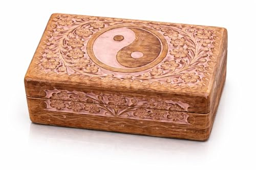 Handmade Wooden Jewelry & Keepsake Box, Decorative Storage Box, 8 x 5 Inch