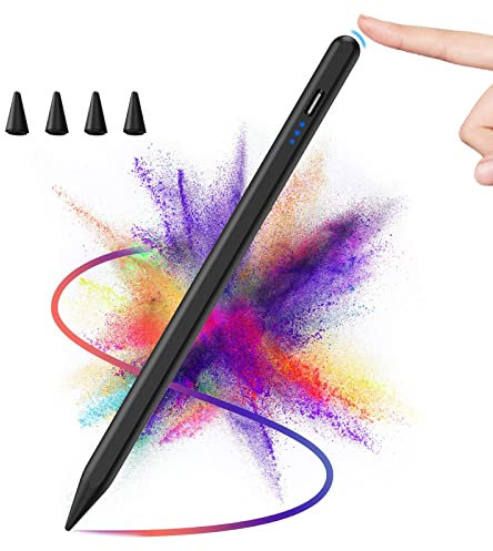 Lápiz para iPad 11 A16/10/9/8/7/6th Gen 2018-2025, Rechazo de Palma, Detección de Inclinación, Magnética Stylus Pen, Lápiz Tactil para iPad Pro 13’’/12.9’’/11’’, Air 13’’/11’’/5/4/3, Mini 6/5(Negro)
