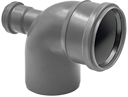 HT-Abzweig-Reduzierbogen DN 110 × 50 90° hinten grau | PP-Kunststoff, glatte Innenfläche, dauerhaft dichter Anschluss