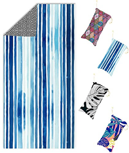 Neues Beidseitig Bedrucktes Strandtuch XXL 90x180 cm,Microfaser Handtücher mit Tasche Schnelltrocknendes Handtuch | Sandfreie & Ultraleicht | Badetuch Groß Reisehandtuch Strandhandtuch Strandtücher