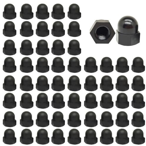 Nylon Dome Cap Nuts 100 Pcs M3 (3mm) Thread Hex Acorn Cap Nuts for Screws Bolts, Black