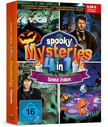 4-i-1 Spooky Mysteries spel paket – 4 spel ingår – vimbild och rolig skytt för Win 11/10/8,1/7