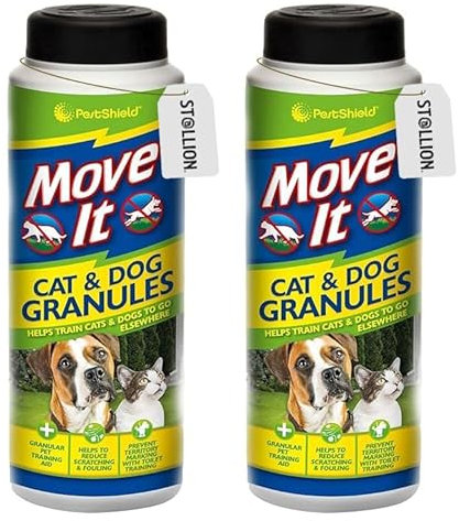 240g PestShield Move It Cat & Dog Repellent Granules | Humane Treatment Cat Dog Deterrent | Non-toxic Outdoor Garden Granules for Cat Dog (Pack of 2)