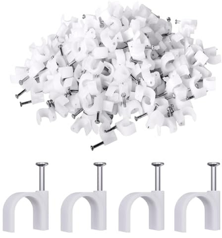KSOIQPU 100 Pièces Attache Cable,Mur De Support De Câble,Range Cable,Serre-Câble,Fixation De Câble,Clip Adhésif avec Clou d’Insertion pour Cordon d’Alimentation