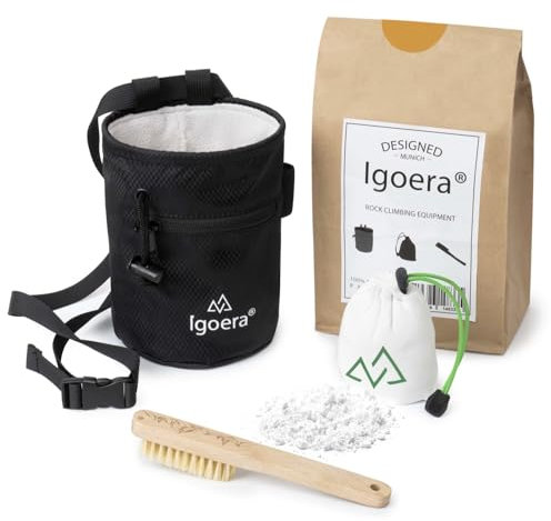 Original IGOERA Boulder-/ Kletterausrüstungs-Set mit Chalkbag, Boulder-Bürste und Chalkball | die perfekte Kombination für maximales Vergnügen und Sicherheit